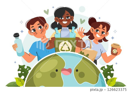 Flat Ecologic Zero Waste Background 126623375