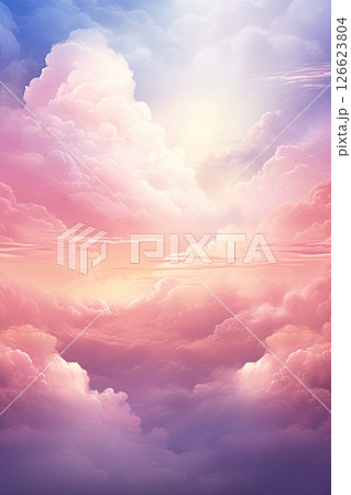 Heavenly sky and clouds with light rays. Background illustration. Generative Ai 126623804