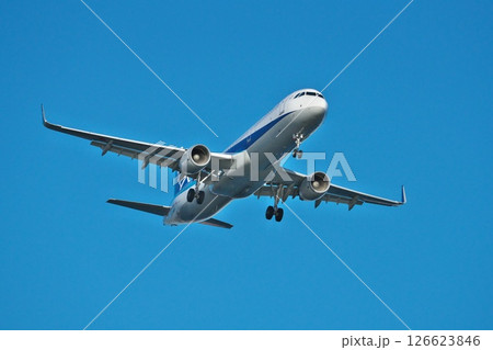 冬 快晴の城南島海浜公園から望む羽田空港へ着陸体制に入ったANA旅客機 冬 快晴の城南島海浜公園から望む羽田空港へ着陸体制に入ったANA旅客機 126623846