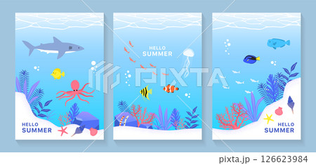 海の生き物のイラストセット_3 海の生き物のイラストセット_3 126623984