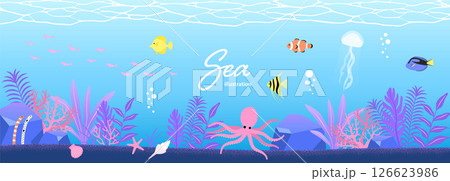 海の生き物のイラストセット_5 126623986