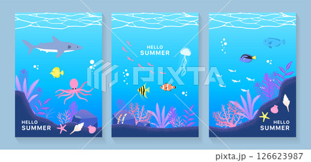 海の生き物のイラストセット_6 126623987