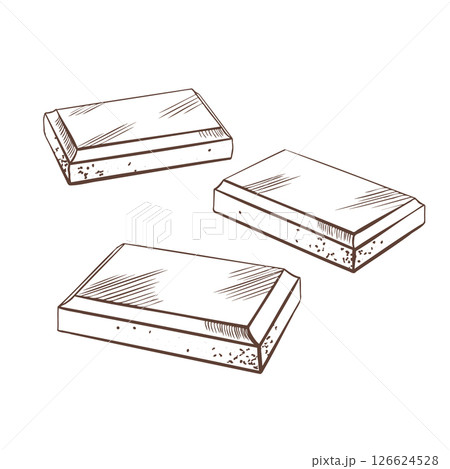 Vector chocolate bars in black and white. Minimalist geometric illustration for packaging, branding, food design, and print projects. Clean, elegant, modern style 126624528