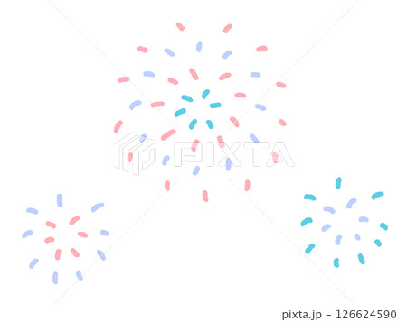 ゆるくて可愛い打ち上げ花火のセットイラスト 126624590