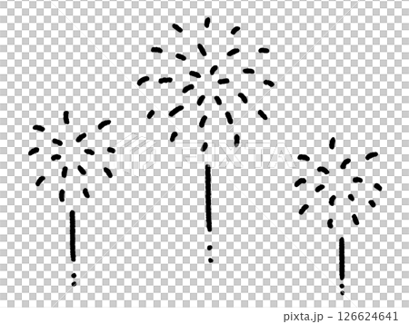 A set of cute and relaxed fireworks illustrations 126624641