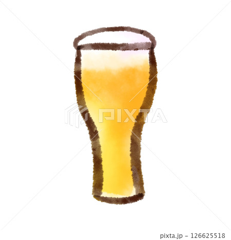 グラスビールのイラスト（墨絵風） 126625518