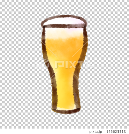 グラスビールのイラスト（墨絵風） 126625518