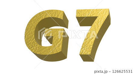 G7、金色の立体のロゴ、3D制作 126625531
