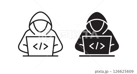 Hacker icons. Symbol of cyber intrusion and online threats.. Vector illustration. 126625609