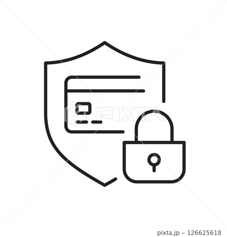 Security payment icon. Vector illustration. Symbol of protection of credit card. Editable stroke. Security payment icon. Vector illustration. Symbol of protection of credit card. Editable stroke. 126625618