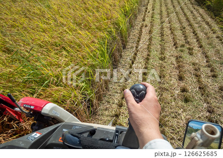 コンバインと稲刈り 126625685