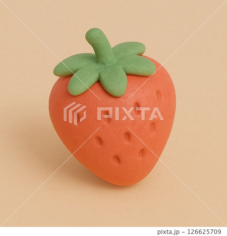 クレイアート風のいちご,3D素材 126625709
