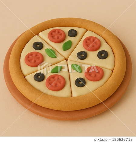 クレイアート風のピザ,3D素材 126625718