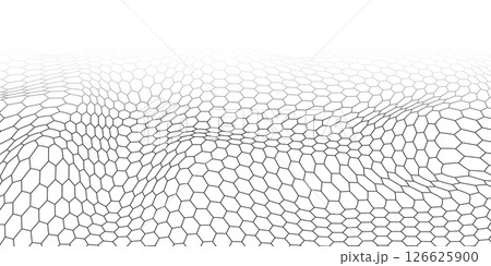 Three-dimensional perspective wavy bg of hexagon graphene carbon molecule 126625900