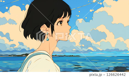 シティポップな感じの女性　夏 126626442