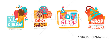 Different Shop and Store Label and Sticker Design Vector Set Different Shop and Store Label and Sticker Design Vector Set 126626928