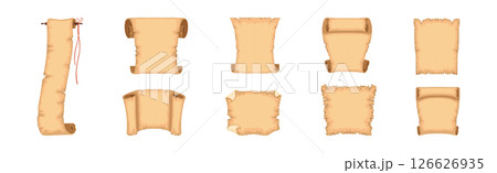 Old Paper Scroll and Parchment of Ancient Papyrus Vector Set 126626935