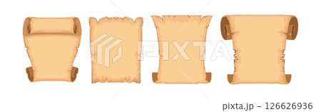 Old Paper Scroll and Parchment of Ancient Papyrus Vector Set 126626936