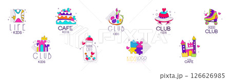 Kids Club and Land Colorful Logo and Label Vector Set Kids Club and Land Colorful Logo and Label Vector Set 126626985