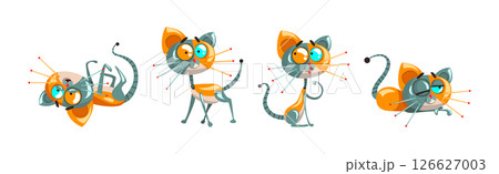Cyborg Cat Artificial Intelligence and Mechanical Personage Vector Set Cyborg Cat Artificial Intelligence and Mechanical Personage Vector Set 126627003