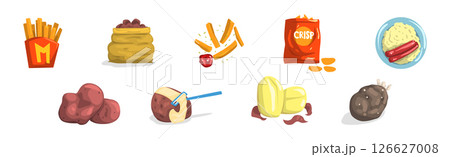 Potato Food Item and Products Object Vector Set 126627008