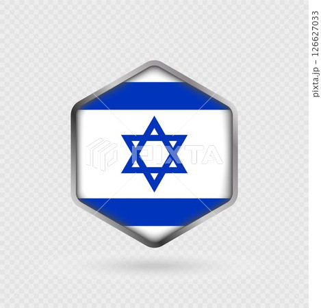 Israel Flag Icon in Hexagon Shape. 126627033