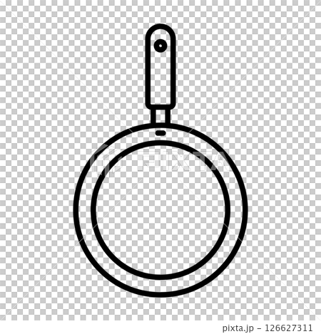 Frying pan icon in simple line drawing style | Frying pan, skillet, cooking utensils, icon, kitchen 126627311