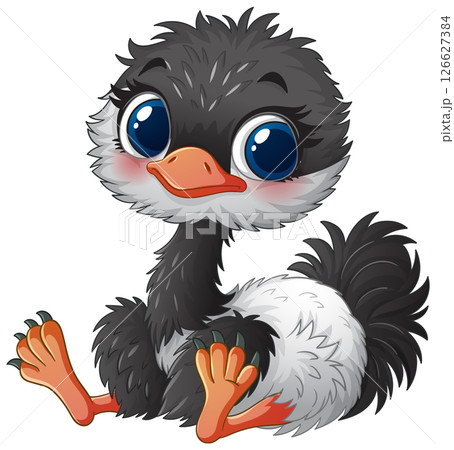 Adorable Baby Ostrich Illustration 126627384