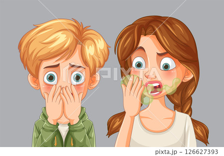 Surprised Kids Reacting to Bad Breath 126627393