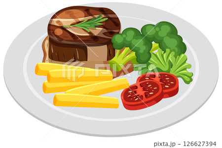 Delicious Steak Dinner with Vegetables 126627394