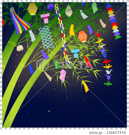 Tanabata decoration and night sky 126627458