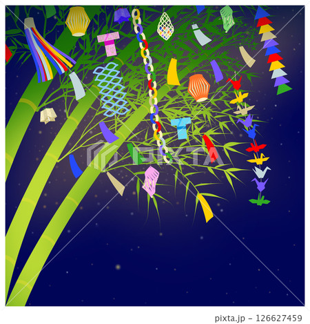 七夕飾りと夜空 七夕飾りと夜空 126627459