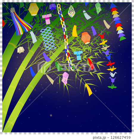 七夕飾りと夜空 七夕飾りと夜空 126627459