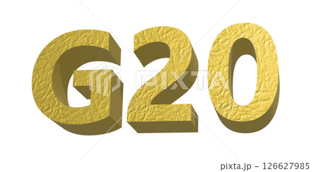 G20、金色の立体のロゴ、3D制作 126627985