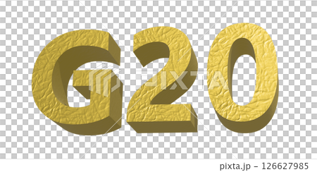G20、金色の立体のロゴ、3D制作 126627985