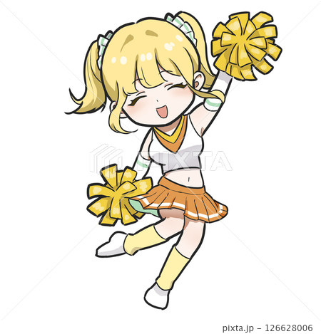 楽しそうな笑顔で応援してくれるチアガールのSDイラスト 楽しそうな笑顔で応援してくれるチアガールのSDイラスト 126628006