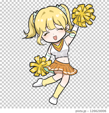 啦啦隊長開心微笑歡呼的 SD 插圖 126628006