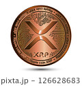 Cryptocurrency bronze coin XRP. Isolated on a white background. Financial business. Vector illustration. 126628683
