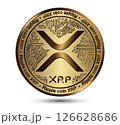 Cryptocurrency gold coin XRP. Isolated on a white background. Financial business. Vector illustration. 126628686