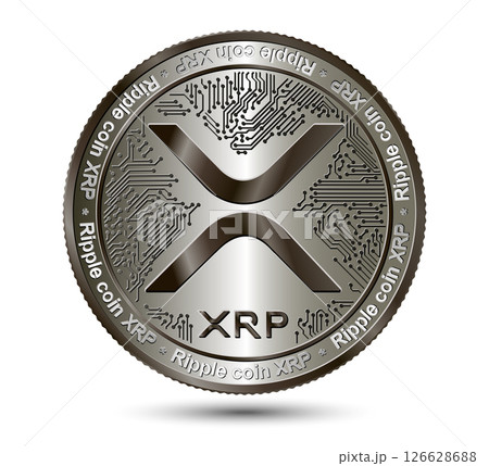 Cryptocurrency silver coin XRP. Isolated on a white background. Financial business. Vector illustration. Cryptocurrency silver coin XRP. Isolated on a white background. Financial business. Vector illustration. 126628688