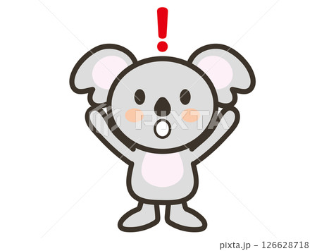 びっくりしているかわいいコアラのイラスト びっくりしているかわいいコアラのイラスト 126628718