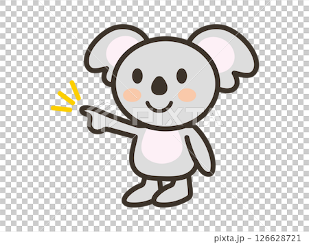 Illustration of a cute koala pointing away 126628721