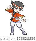 法被を着てお祭りを楽しく盛りあげる日本人女性のSDイラスト 126628839