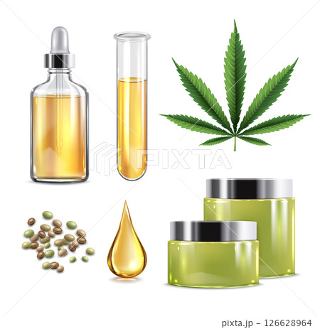 CBD oil Realistic Element Set 126628964