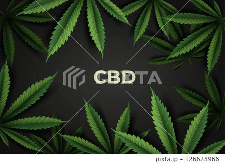 CBD oil Realistic Background with Marijuana Leaves 126628966