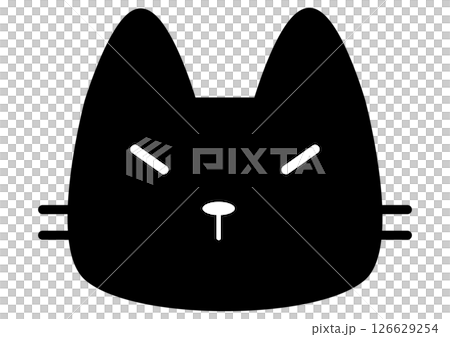 憤怒可愛的黑貓臉圖標 126629254