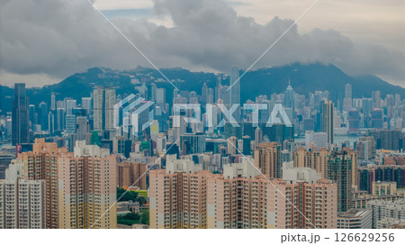 Skyline Of Hong Kong Under Cloudy Skies With Vibrant Cityscape 126629256