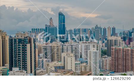 View of a Dense Urban Metropolis at Sunset 126629290