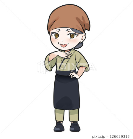 この道一筋の職人気質で頼もしいおかんのSDイラスト 126629315