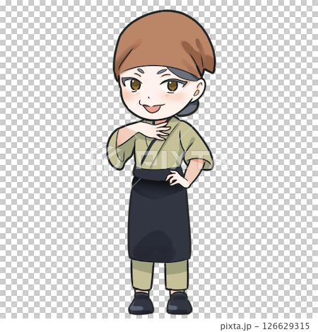 この道一筋の職人気質で頼もしいおかんのSDイラスト 126629315